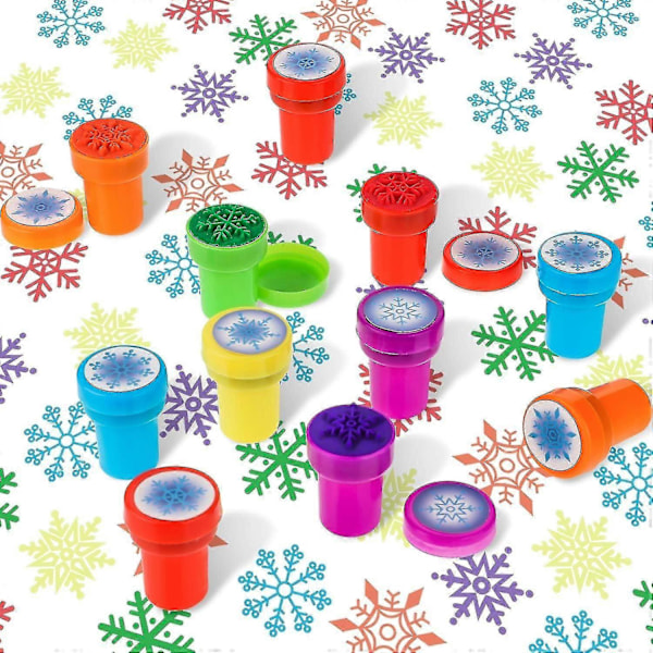 36 stk. Vinter Snøfnugg Stempler Plast Fargede Stempler Assorterte Snøfnuggstempler For Kortlaging Julefestgaver, 6 Stiler