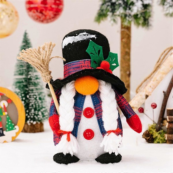 Juldekorationer Ansiktslös Docka Figurin Prydnad Kvast Skyffel Tomte Docka Gåvor Kvinna