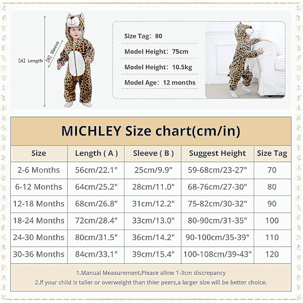 Unisex baby Vinter Höst Flanell Huva Romper Cosplay Jumpsuit Hög kvalitet Leopard 2 5 Months