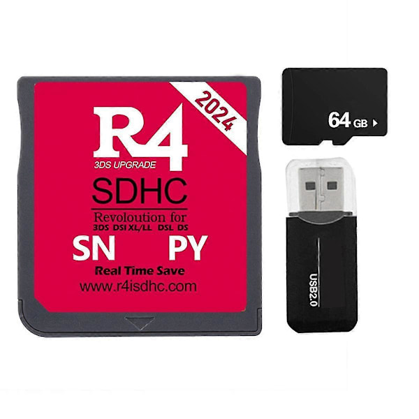 2024 R4 -kortti R4 SDHC -sovitin Flash-kortti 64 Gt 6000-in-1 yhteensopiva DSL XL/LL Secure Digital -muistikortin E-B14 kanssa