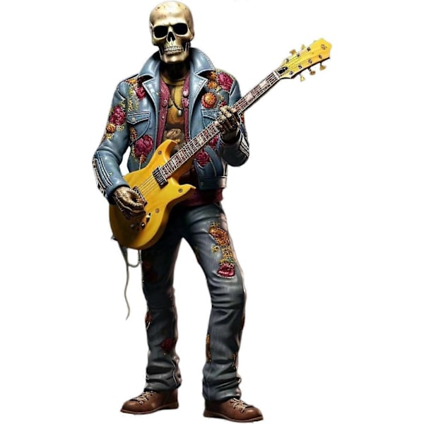 Mini Resin Skelett Ornament Dödliga Dagen Staty Rockband Figurin, Halloween Dekorationer Presenter till Vänner (15cm)C