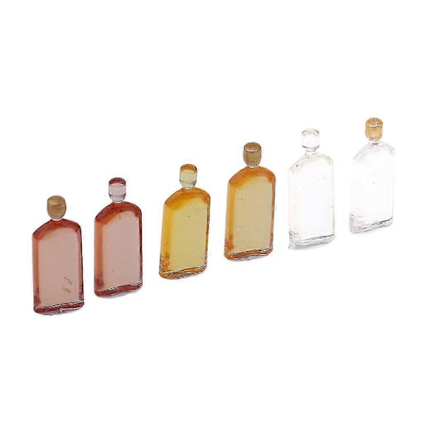 5x Sett med 6 stk Miniatyr Whiskyflasker Modell Dukkehus Matvarer Tilbehør