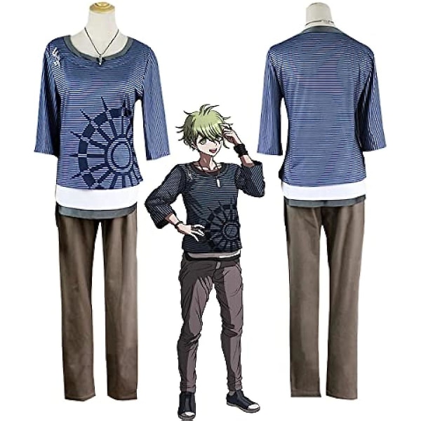 Spel Danganronpa V3 Rantaro Amami Cosplay Skoluniform Herr Topp T-shirt Byxor Set Kostymer Xxl Toppantshalsband XXL