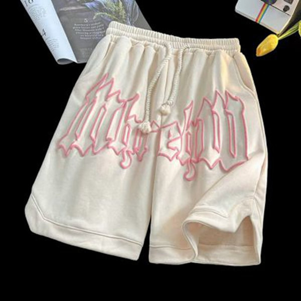 Y2k Sommar Casual Gothic Letter Byxor Shorts White M