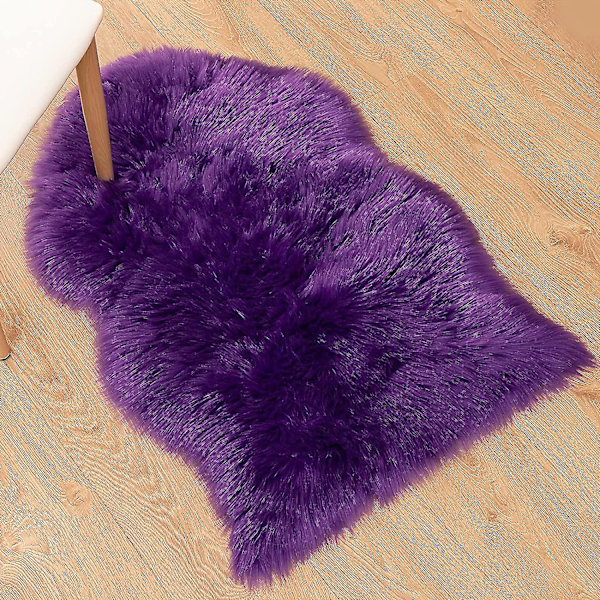 Tflycqluxury Mjukt Faux Fårskinn Cover Sittdyna Pad Plysch Pälsområde Mattor för sovrum, 2ft X 3ft, Vit