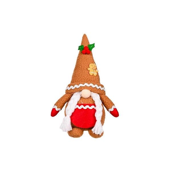 Khaki Peberkagemand Juleplys Strikket Ansigtsløs Nisse Rudolph Dukke til Hjemmegaver Ornamenter