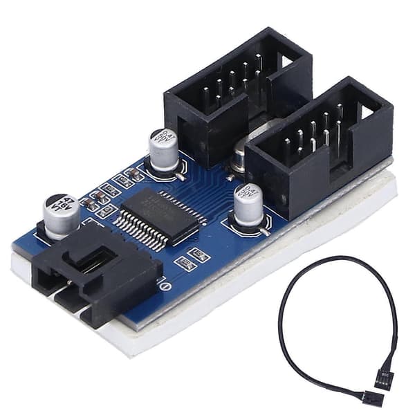 USB Moderkort Splitter 9Pin 1 till 2 PCB Expansions Chipset Kort Datortillbehör