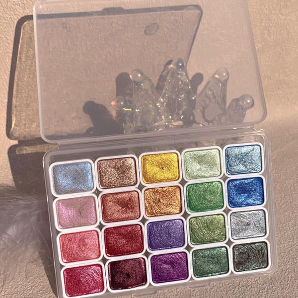20 Farver Akvarelsæt, Metallisk Akvarelsæt, Glitter Akvarel Solid Farveboks, (1ML-A)