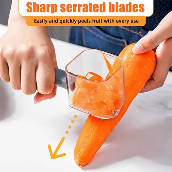 2-delt multifunksjonell skrellesett med ergonomiske håndtak Orange Without lid