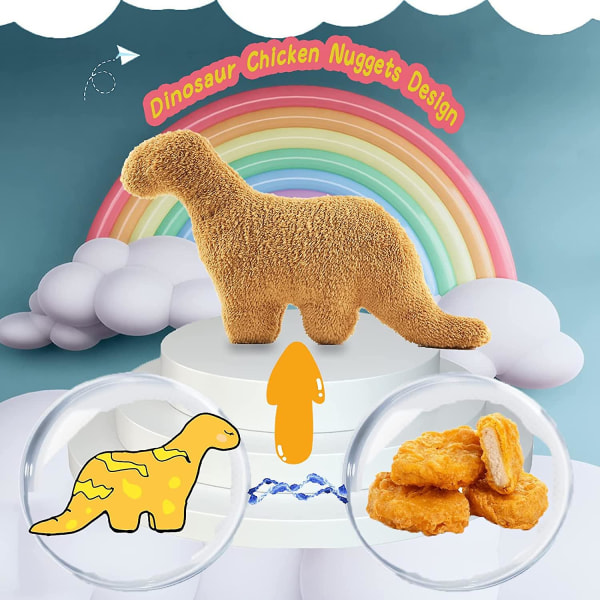 Dino Nugget Kudde, Söt Dino Nugget Decor, Chicken Nugget Kudde Plysch för påsk Födelsedagsdekorationer, Present för barn Thunder Dragon