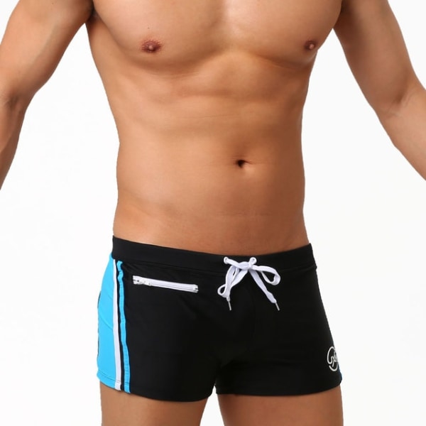 Badkläder för män Badbyxor Boxer Pocket Beach Shorts Black XXL