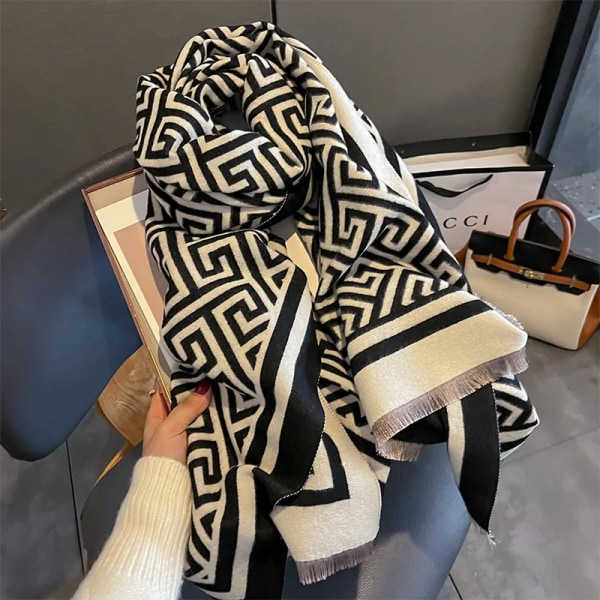 2023 Brand Warm Cashmere Poncho Sjal Scarf Print Tjock Pashmina Vinterfilt Wraps Bufanda Casual Hijab Stoles Echarpe FYR-55 65x185cm