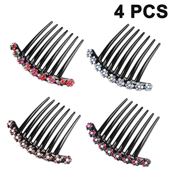 Hårkam Set med 4 Strasständer Hårkam Hårtillbehör Barrette Kam