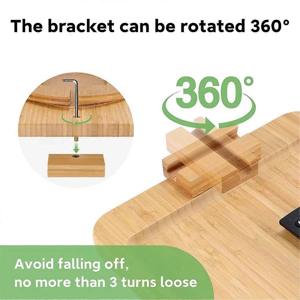 Sofa Clip-on Sidebord til Brede Sofaer Armlæn, Foldbart Sofabakke med 360° Roterende Telefonholder