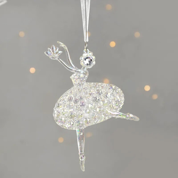 Akryl julgran Hängande prydnader Älg Ängel Docka Klockhänge 2023 God Juldekoration för hem Xmas Nyår 2024 Ballet Girl
