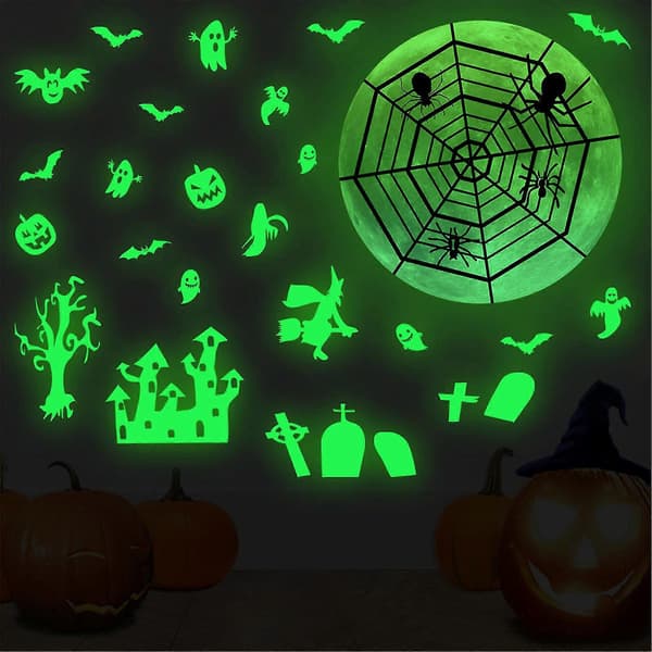 Halloween Självlysande Läskig Spökspindel Heminredning Väggdekor
