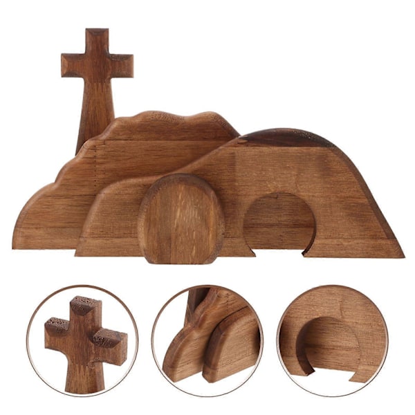 1 Set av Den Tomma Graven Påskscen och Kors Påskdekorationer Påsk Uppståndelse Scen Ornament