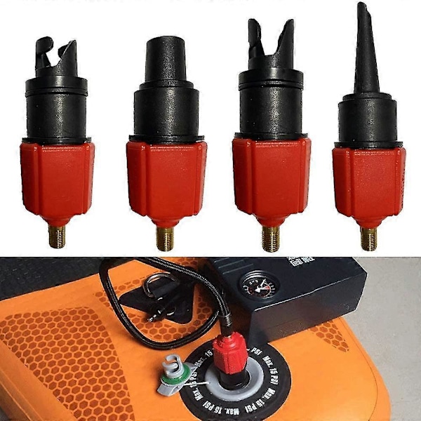 Uppblåsbar SUP Pump Adapter Kompressor Luftventil Konverterare Med 4 Luftventilmunstycken