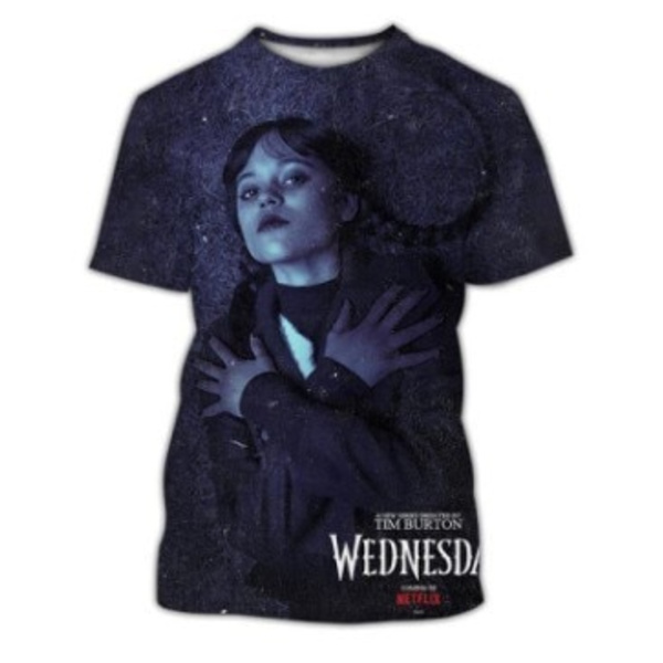 2023 sommar ny onsdag Addams 3DT T-shirt pojkar och flickor 100cm