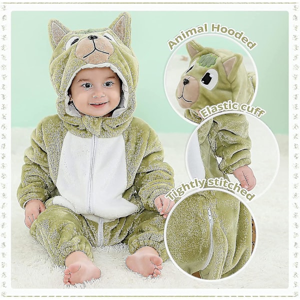 Unisex baby Vinter Höst Flanell Huva Romper Cosplay Jumpsuit Hög kvalitet Horse 24 30 Months