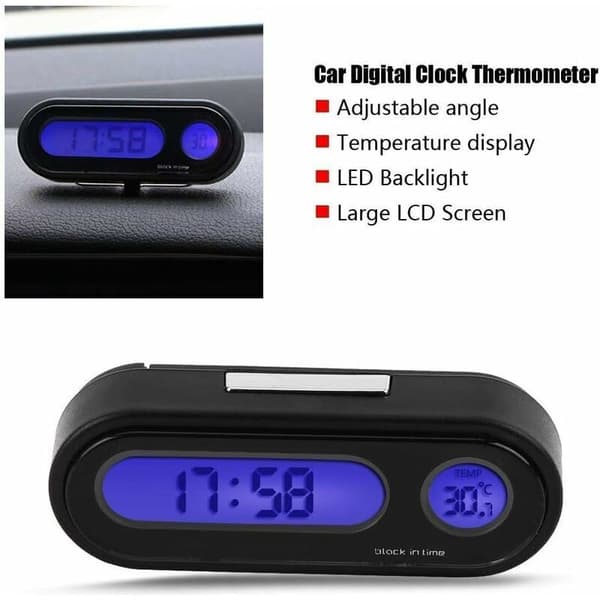 Biltermometer voltmeter klokke. 2-i-1 bilinteriør mini elektronisk LED digital klokke termometer voltmeter
