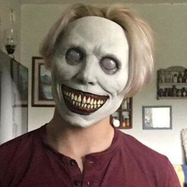 Led Halloween Skräckmask Cosplay Skrämmande Smiley Face Demon Mask Skrämmande White With LED