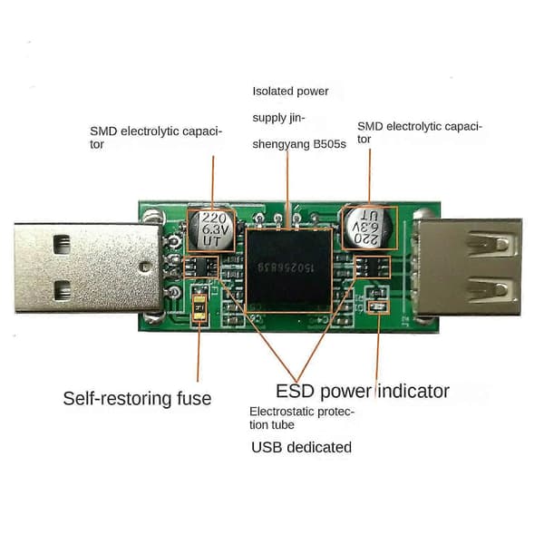 ADUM3160 USB Isolator Modul USB til USB Spenningsisolator Modul Støtter 12Mbps, Brukes til å Isolere Støy