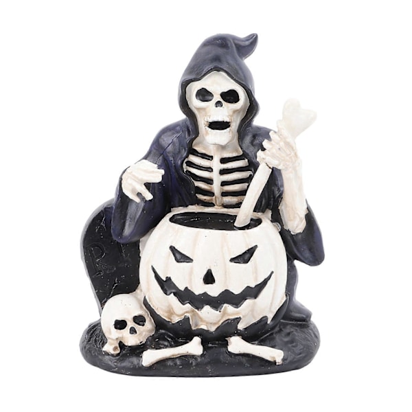 Luurankoluku Scary Rich Details - Elävät Värit - Vahva Hartsi - Vakaa Kalloluku Halloween-Koristeluun - Noita Luuranko