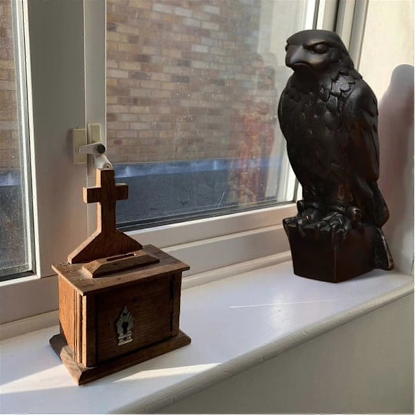 Malteserfalken-statue, rekvisitt for hjemmet, håndlaget harpiks-skulptur