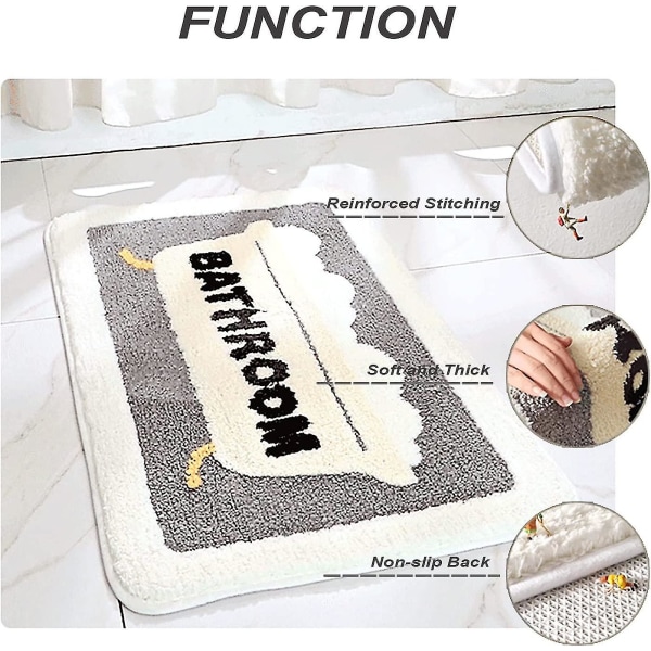 Söt badrumsmatta Rolig tecknad inredning Badmatta Absorberande flockning Tvättbar halkfri plysch badkarsfotmatta 16"x24"