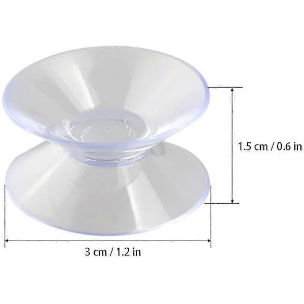 10 stk. 30 mm dobbeltsidede sugekopper til plastglas