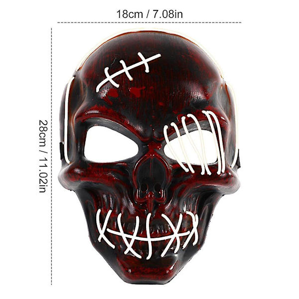 Halloween Skull Face Cover Cosplay Kostymer Light Up Led Covers Cosplay rekvisita Kostymer Skull Face Covers Light Up Kostymer White