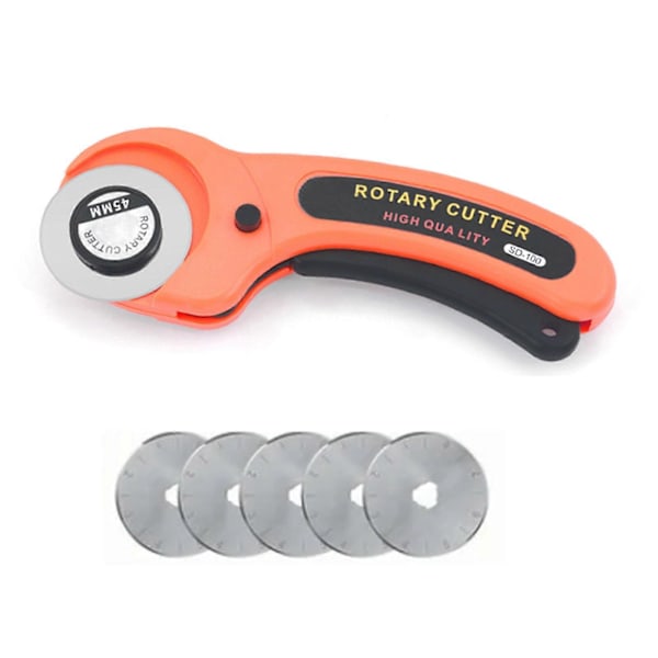 Roterende kutter, håndholdt ergonomisk plasthåndtak, pappkutter med 5 stk. rustfrie stålblader