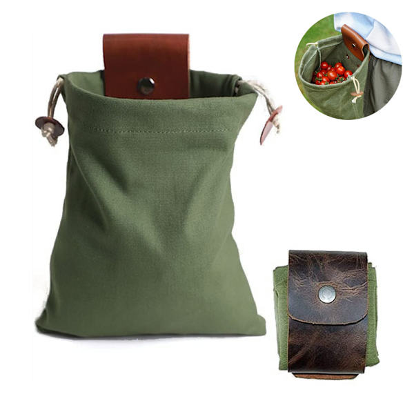 Foderpåse, Bushcraft-väska PU Läder Vaxad Canvas Påse med