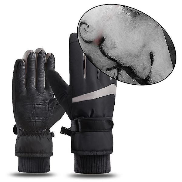 Vinterskidhandskar män och kvinnor utomhusåkning Vattentät halkfri pekskärm S-xl Black M