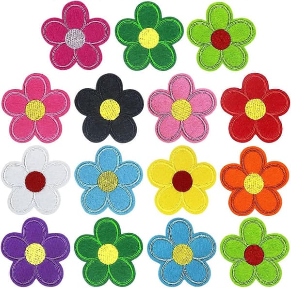 Sæt med 20 solsikke blomst broderede strygemærker