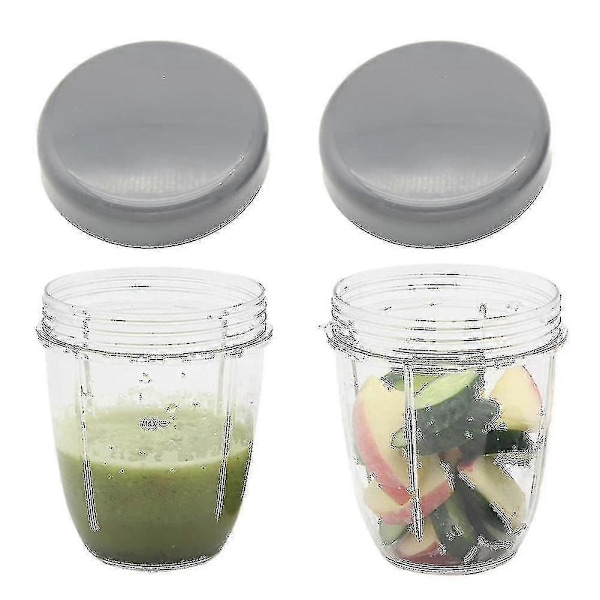 Blenderkopper og flade låg, reservedele til Nutribullet, 2 stk.