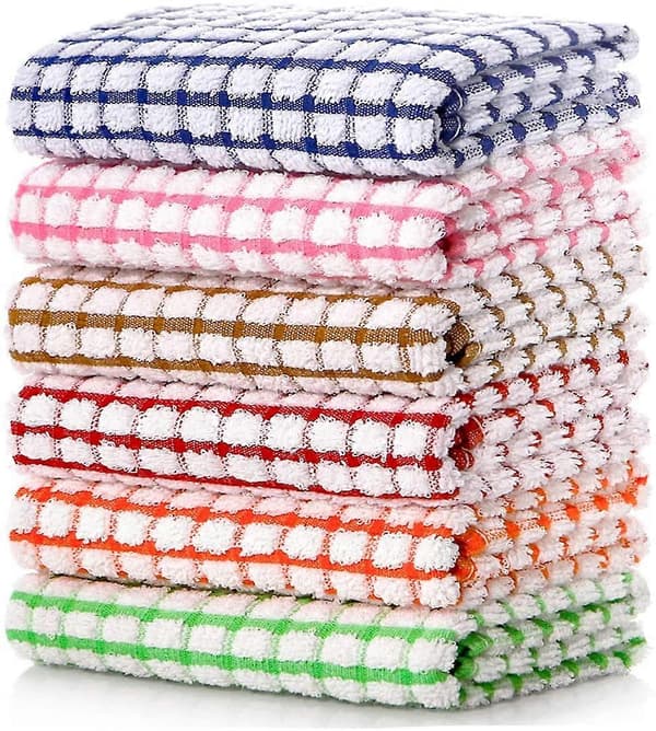 Disktrasor för Köket, 40 cm x 63 cm Stora Bomullsdisktrasor, 6-pack Diskhanddukar för Torkning av Disk, Köksdukar och Disktrasor