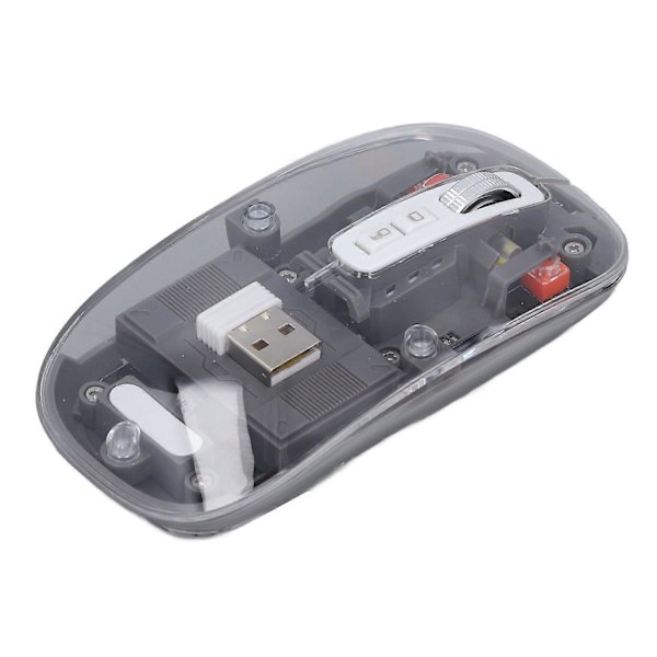 Bluetooth Trådløs Mus BT1 BT2 2.4GHz 3 Modus Stille Justerbar DPI Oppladbar Transparent Mus for PC Laptop Nettbrett Grå