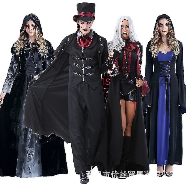 Snabb leverans Real Shot Halloween Vampyr Kostym Par Dödsdräkt Demon Dräkt Karaktär Kläder Style 1 L