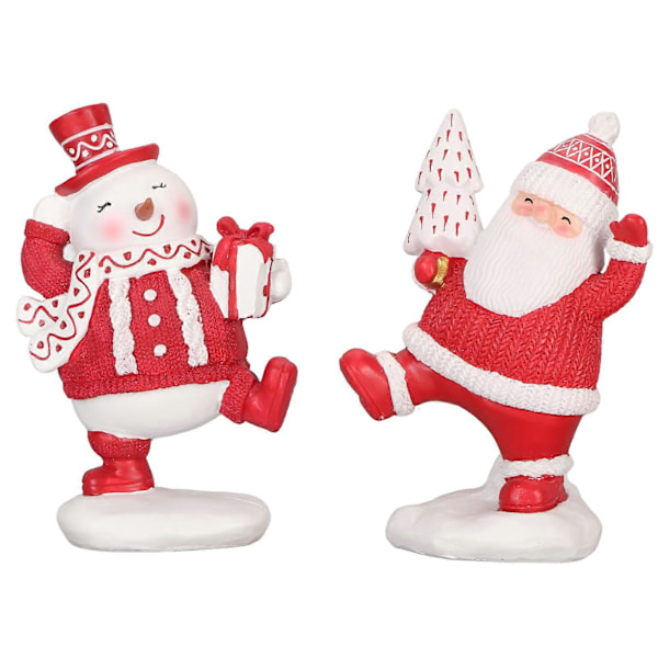 Jultomte Staty Snögubbe Figur Röd Sagolik Atmosfär Färgbeständig Handmålad Julfigur för Visning