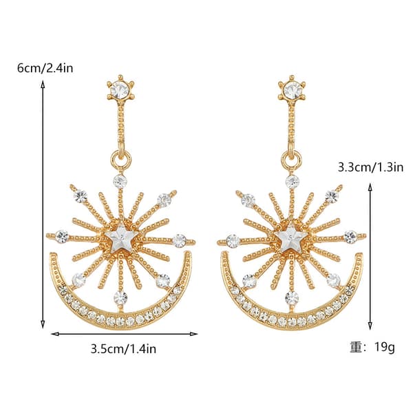 Nye Mode Øreringe Solgudinde Stjerne Måne Rhinestone Øreringe Lange Temperament Øreringe til Kvinder