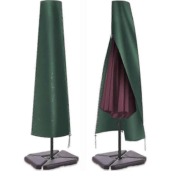 Parasol beskyttelsescover op til 3 m stor parasol cover vandtæt parasol beskyttelsescover, vejrbestandig, UV-beskyttende, vindtæt og sne-sikker grøn (190