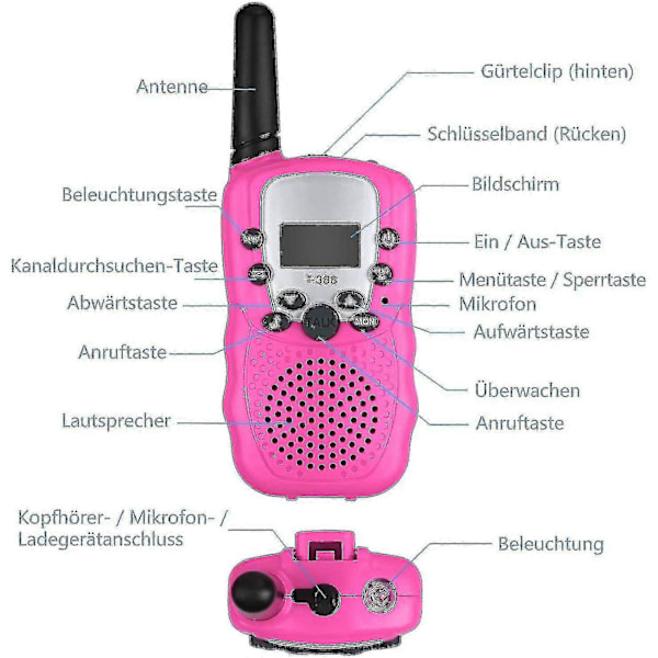 Walkie Talkie Set, Professionell Barn Walkie Talkie Radio, 8-kanals 1-3km Räckvidd