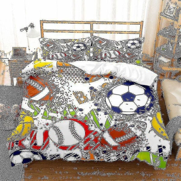 Fotbollstryck Sängkläder Baseball Fotboll Basket Set Cover Set Hem Sovrum Inredning Sängkläder Sängkläder style 4 140*210two-piecesuit