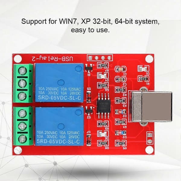 2-kanals 5V Datamaskin USB Smart Switch Kontroller PC Relé Drive Modul Utvidelseskort