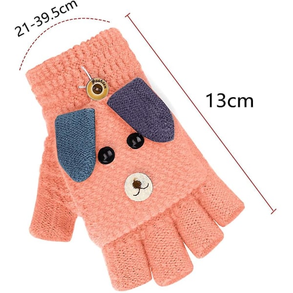 Barnhandskar För flickor Pojkar 5-10 år Mode Vinter Höst Yllevantar Halvfingerstickade Tvinnade Clamshell Dubbeltjocka Varma Handskar Fo