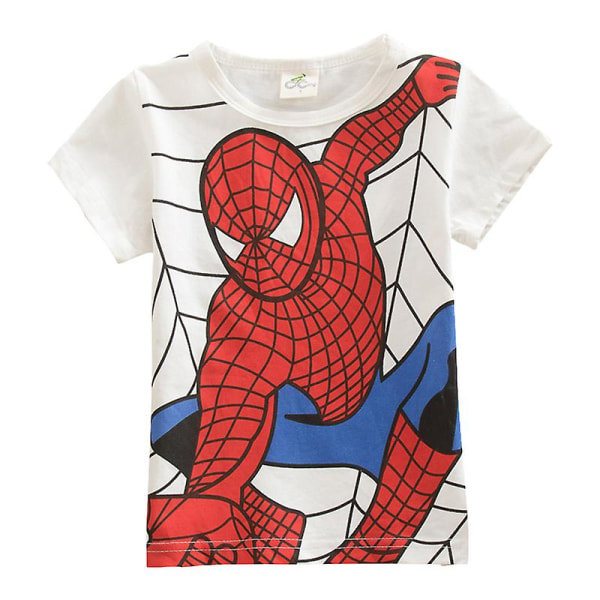 Barn Pojkar Superhjälte Spiderman T-shirt sommar kortärmad T-shirt Topp White 6-7 Years