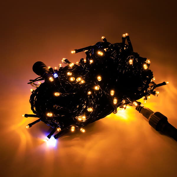 LED lyskæde (200 LED'er) – Indendørs/Udendørs julepynt – 20 meter – Gul – Sort kabel