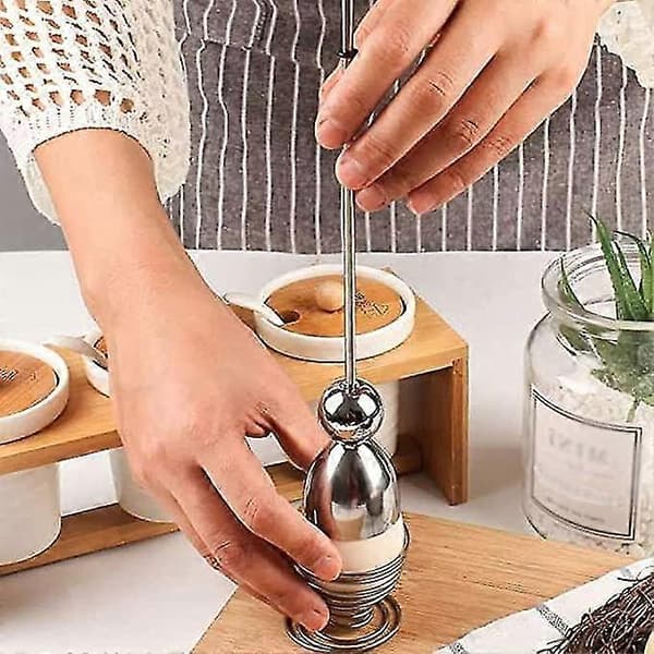 Egg-skallfjerner, Eggåpner, Eggknekker i Rustfritt Stål, Egg-skallkutter, Kjøkkenverktøy i Rustfritt Stål, For Bløtkokte Egg og Egg 1pcssilv